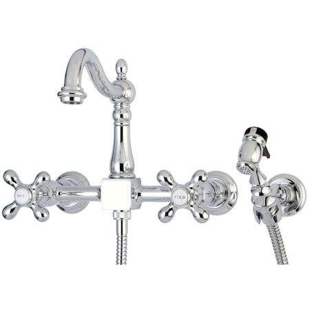 KS1261AXBS 8 Centerset Wall Mount Kitchen Faucet With Brass Sprayer